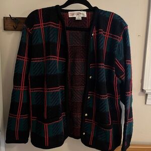 Vintage Plaid Knit Cardigan